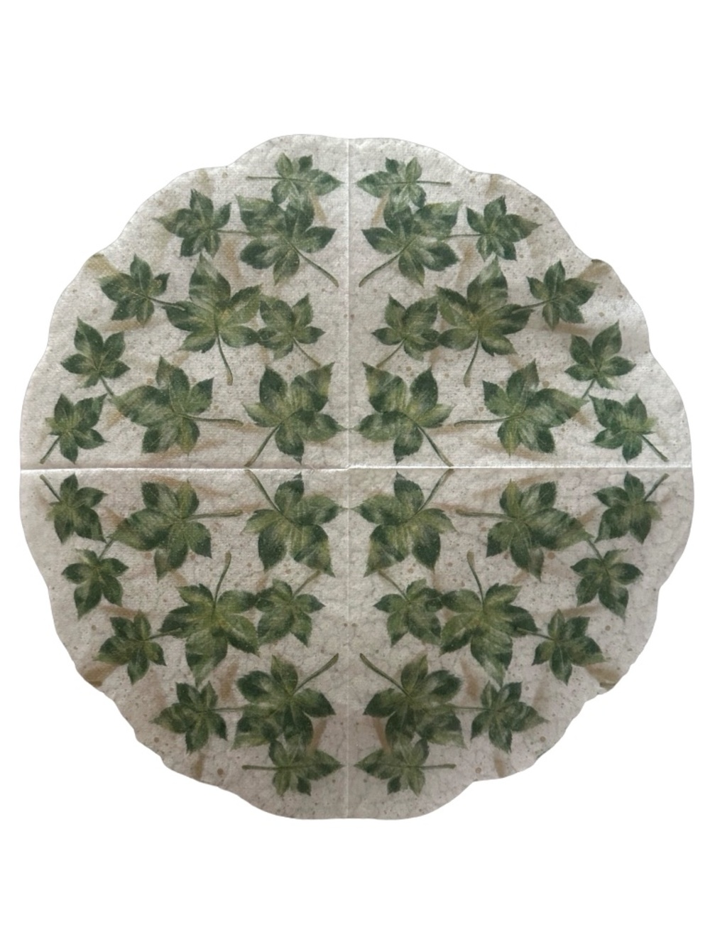 NAREG INT’L Vintage Rice Paper Napkins (lot of 15) Leaf Pattern Scalloped Fan